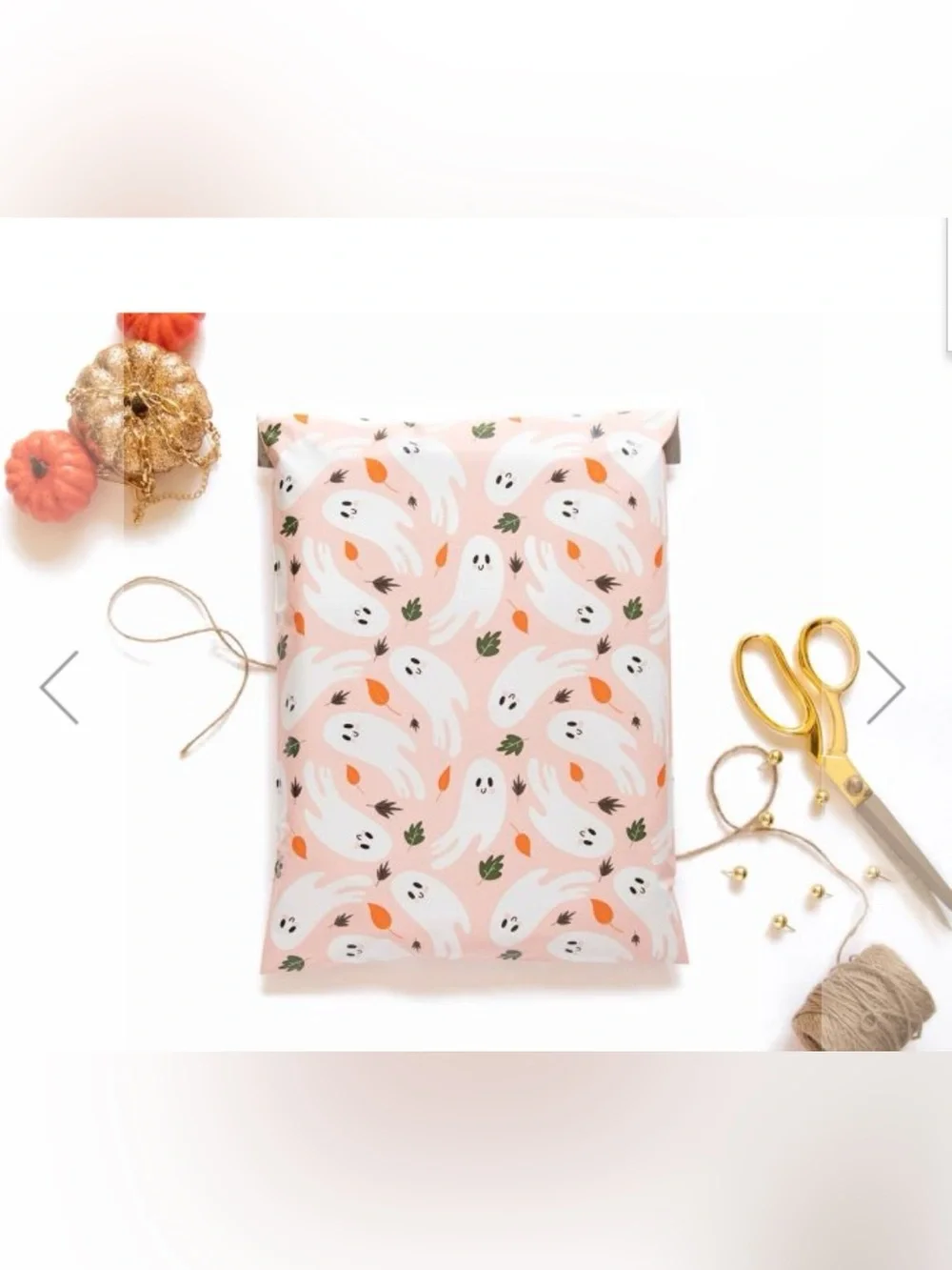 30 6” x 9” Ghost Leaves Halloween Poly Mailers